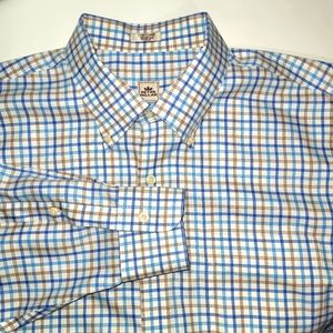 PETER MILLAR Collection Mens XL Cotton Blue Plaid Long Sleeve Button Down Shirt